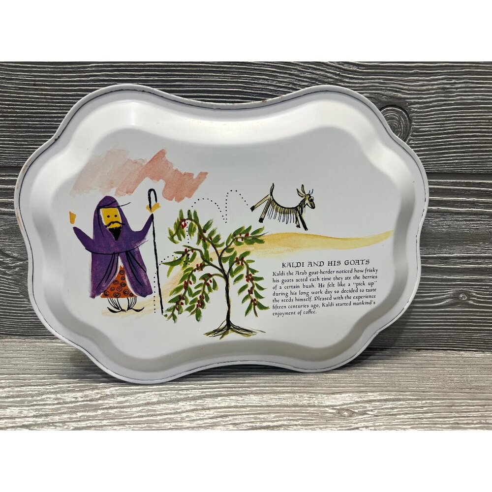 Vintage Maxwell House Coffee Tin Plate Tray Kaldi Legend On Back Unique Decor